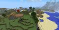 A screenshot of a village released by Notch.