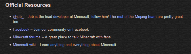 Wiki offiziell Mojang