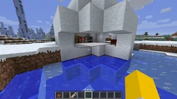 Um igloo gerado sobre um lago, assim tomando pedaços fora dele.