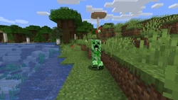 Ein Creeper kommt dem Spieler gefährlich nah