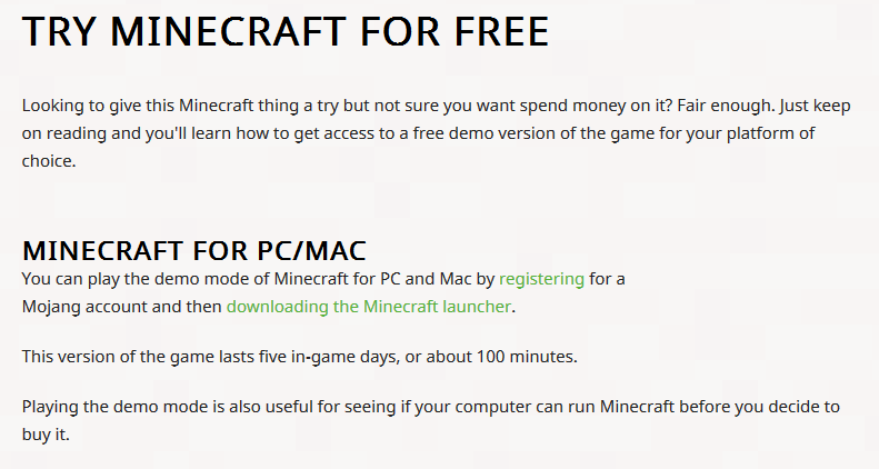 minecraft demo for mac download