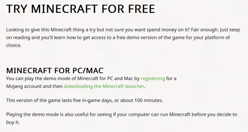 Demo Modus Das Offizielle Minecraft Wiki