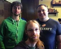 Das Minecraft Pocket Edition-Team im April 2014: Tommo, Johan und vorne Jeb