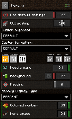 LabyMod Memory Einstellungen