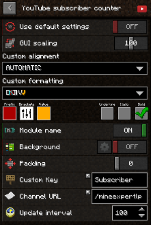 LabyMod YT Subscriber Counter Einstellungen