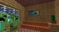 Ein Creeper-Gemälde in einer Hütte.