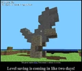 Bild einer Yoshi-Statue auf der Minecraft-Webseite mit einer Ankündigung für das Speichern von Welten
