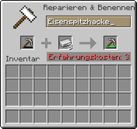 Erlaubte Reparatur: Anzeige der Kosten (rot = Der Spieler hat zuwenig Erfahrung)