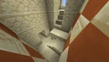 Die kleine Treppe zur zweiten Etage in einem der Türme.