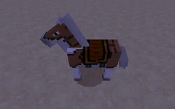 Ein Pferd mit ledernem Harnisch in der Bedrock Edition.