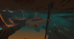 Im Nether vorkommender Schotter, der teilweise schwebt.