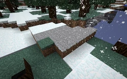 Ein Anzeigefehler macht die graue Oberfläche eines verschneiten Grasblocks sichtbar