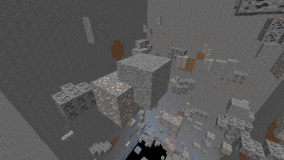 In vier Chunks wurde Stein durch Luft ersetzt