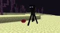Ein Enderman tötet eine Endermite, was nur in den ersten Entwicklungsversionen geschah