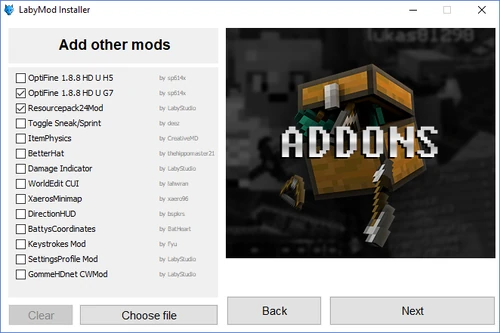 Weitere Mods hinzufügen.