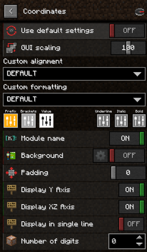 LabyMod Koordinaten Einstellungen