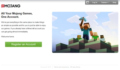 Account.Mojang.com Hauptseite