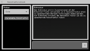 Konstruktionsblock Eck-Modus (Bedrock)