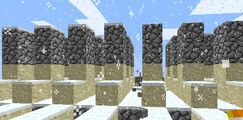 On every second square of the sand rows, add a sand block and two non-falling blocks (cobblestone is fine) on top of the sand block.