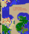Cómo se ven los templos de desierto en los mapas.