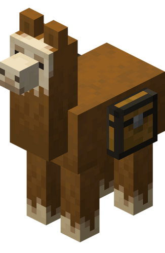 Llama marrón con cofre