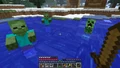 Dos zombis y un creeper atrapados en las corrientes de agua.