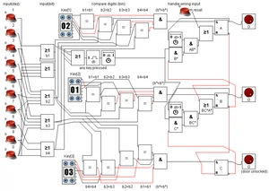 Logic for a 3-digit key log, with digits 0-9