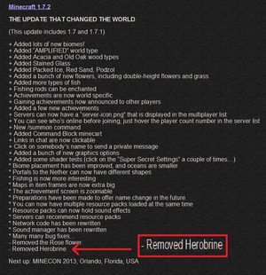 Changelog 1.7.2 Herobrine