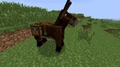 Une mule engendrée par un cheval et un âne. Elle possède un coffre sur son dos.