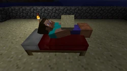 Joueur allongé en multijoueur. Les joueurs tiennent toujours ce qu'ils avaient en main au moment où ils se couchent.