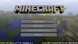 Beta 1.8 Pre-release 2 menu