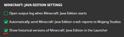 Launcher settings java historical versions
