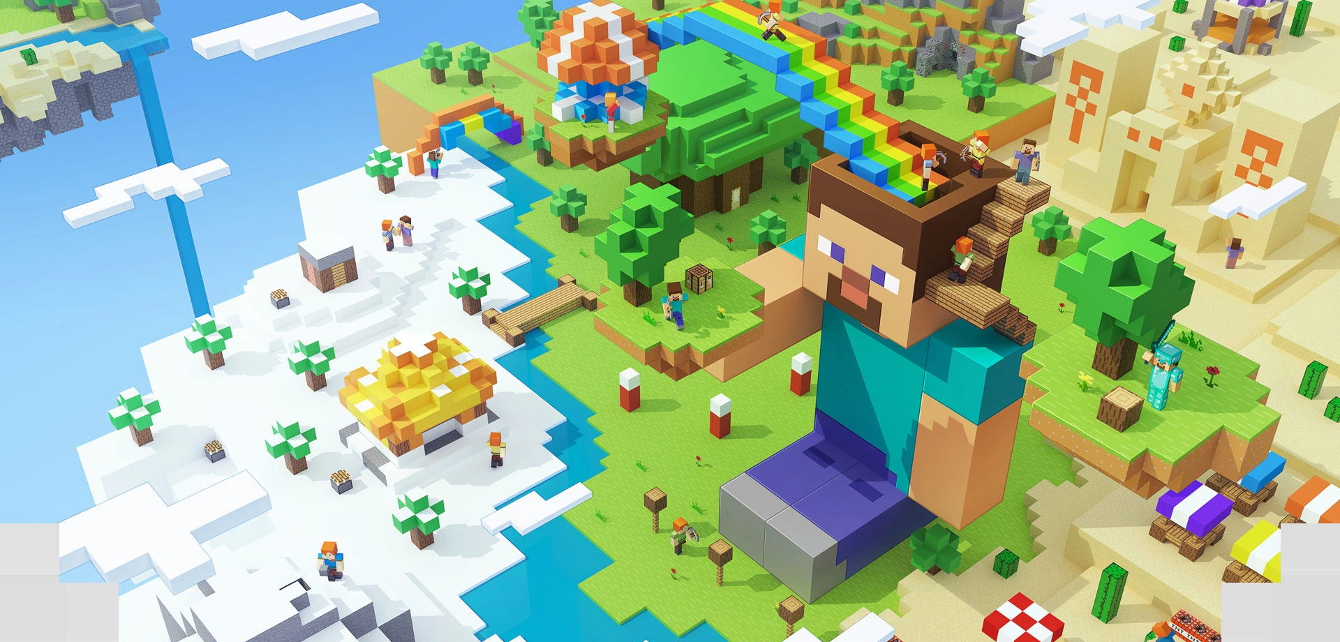 Official artwork showing Steve and Alex variants from Minecraft: China Edition
