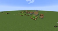 A village generated on a Superflat map. Note that it is larger and more organized than villages found on default terrain.