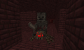 A Spider Jockey spawned in the nether, with the rider spawning as a Wither Skeleton.