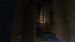 Several types of ore in a ravine.