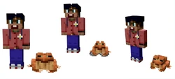 Modelos iniciais do sapo comparados ao jogador.