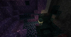 A amethyst geode in the deep dark.
