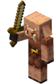 A piglin attacking with sword in Bedrock Edition.