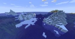 A group of naturally generated icebergs.