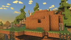 A dirt shelter made in the Overworld