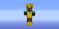 A zombie villager wearing golden armor.