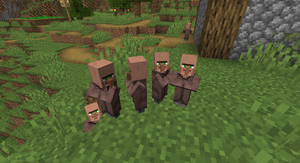 Los aldeanos bebé en Java Edition tienen cabezas más pequeñas que los aldeanos bebé de Bedrock Edition o Minecraft Education.