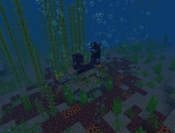 A ruined portal at the bottom of an ocean.