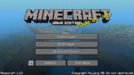Java Edition 1.13 menu
