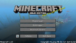 Java Edition 1.13 menu