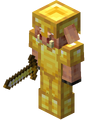 A full golden armor piglin.
