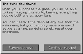 Повідомлення, в якому йдеться про сумісність світів повної версії гри і цієї