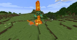 A giant burning in a pool of lava.