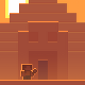 Ari outside a desert pyramid.